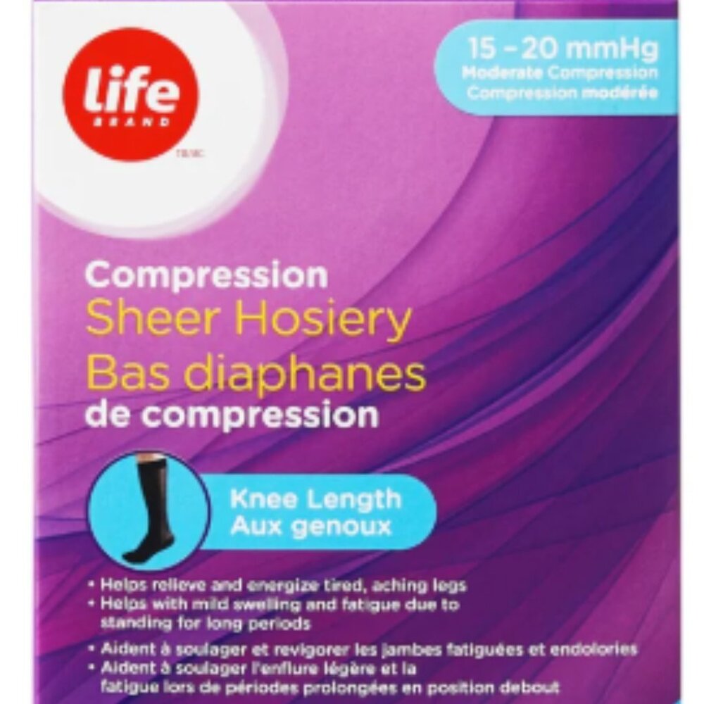 NIB Life Brand Compression Sheer Hosiery - Knee Length